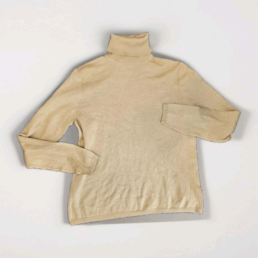 Vintage Parisian Silk Turtleneck Sweater Womens Turtleneck Camel Tan